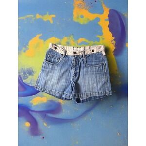Vintage Denim Shorts High Waist Two Tone‎ Casual Everyday Blue Jean Shorts